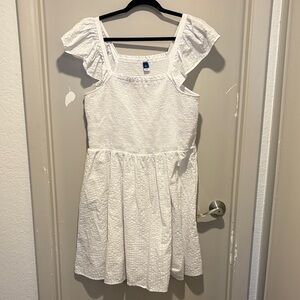Old Navy White Kids Dress with Flutter Sleeves